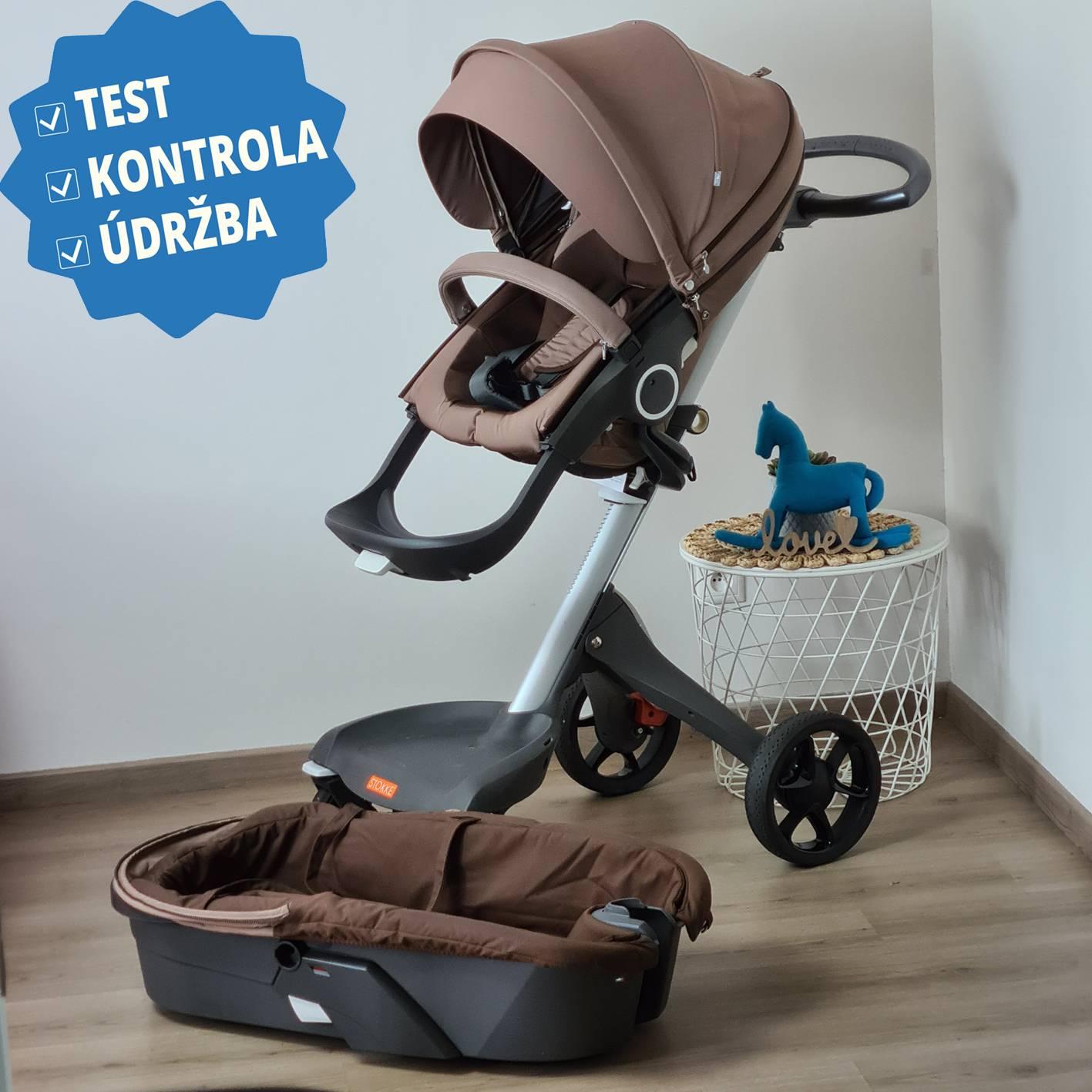 Stokke Xplory V5 Brown s příslušenstvím - prověřený kočárek + dárek batoh