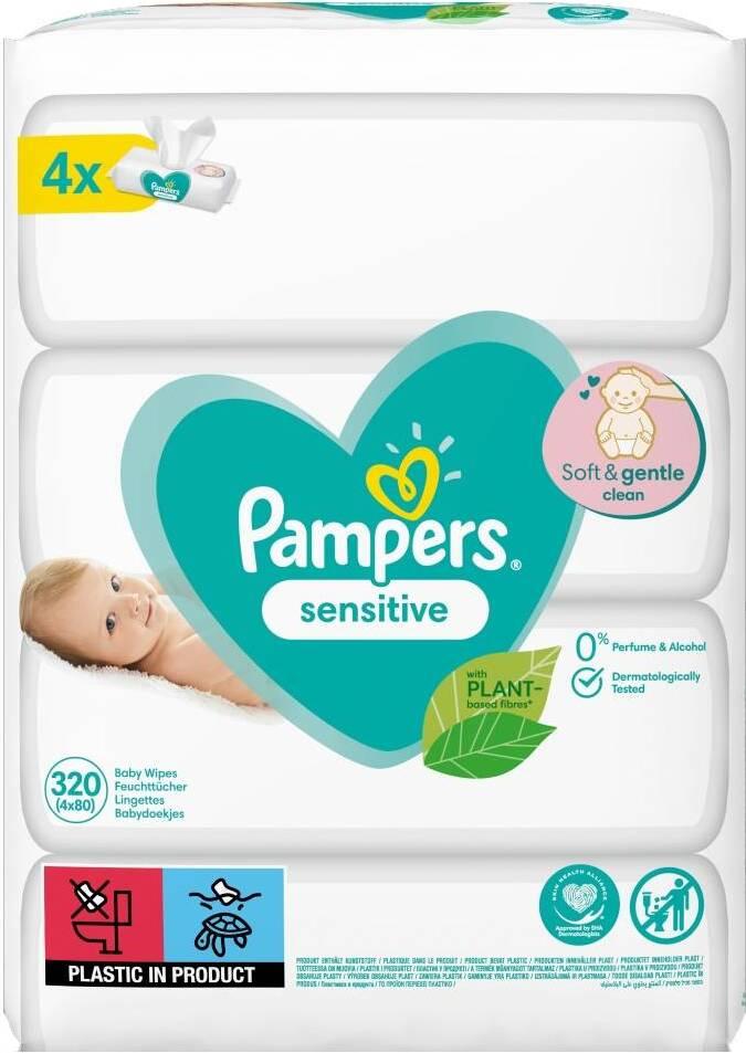 Pampers Vlhčené Obrúsky 320 ks (4x80) Sensitive